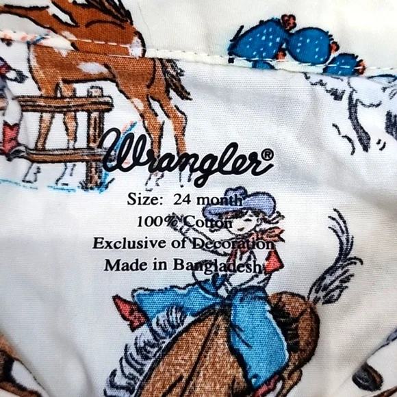 Wrangler 100% cotton cowgirl button down body suit size 24 Mo - Picture 3 of 4